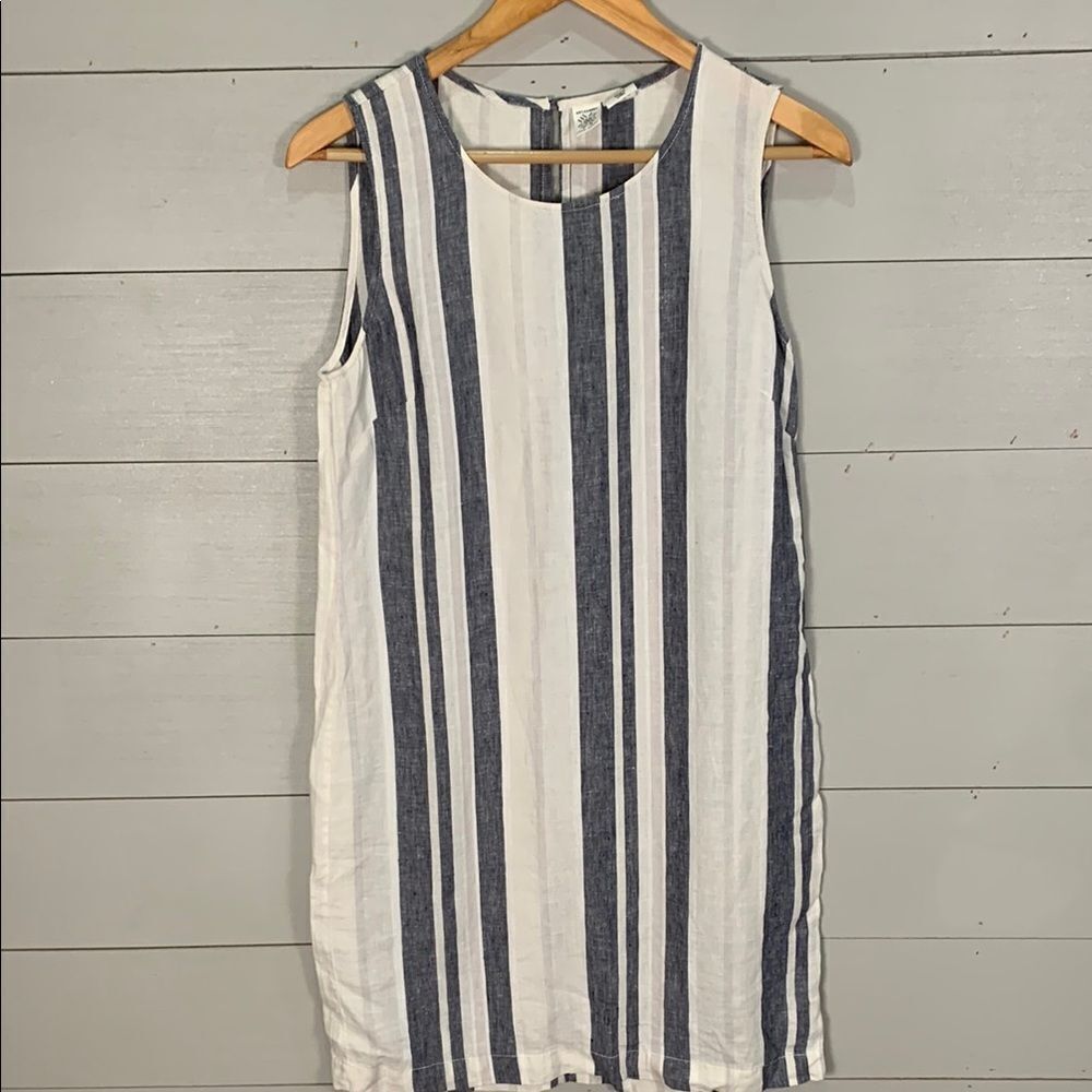 Artisan*NY vertical Striped Sleeveless linen shift Dress size 2